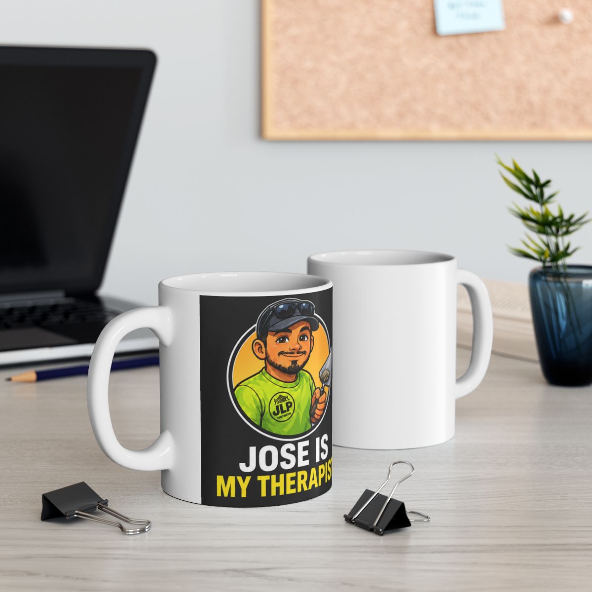 Jose Is My Therapist coffee mug lifestyle mockup