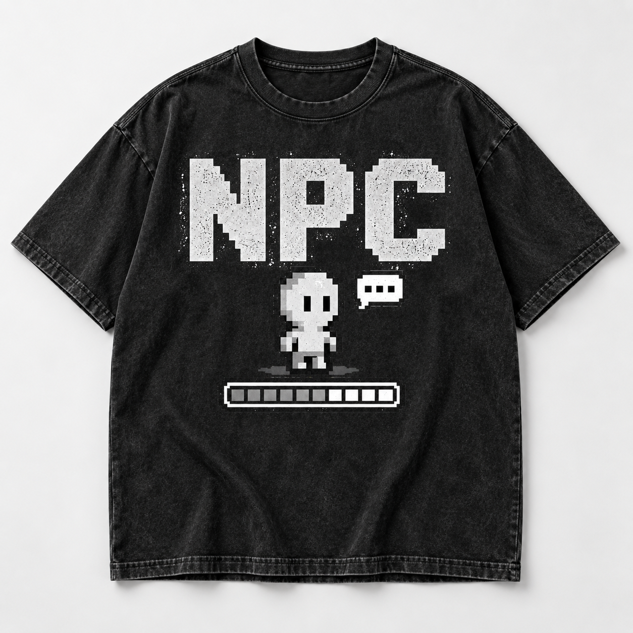 NPC pixel art tee flat lay