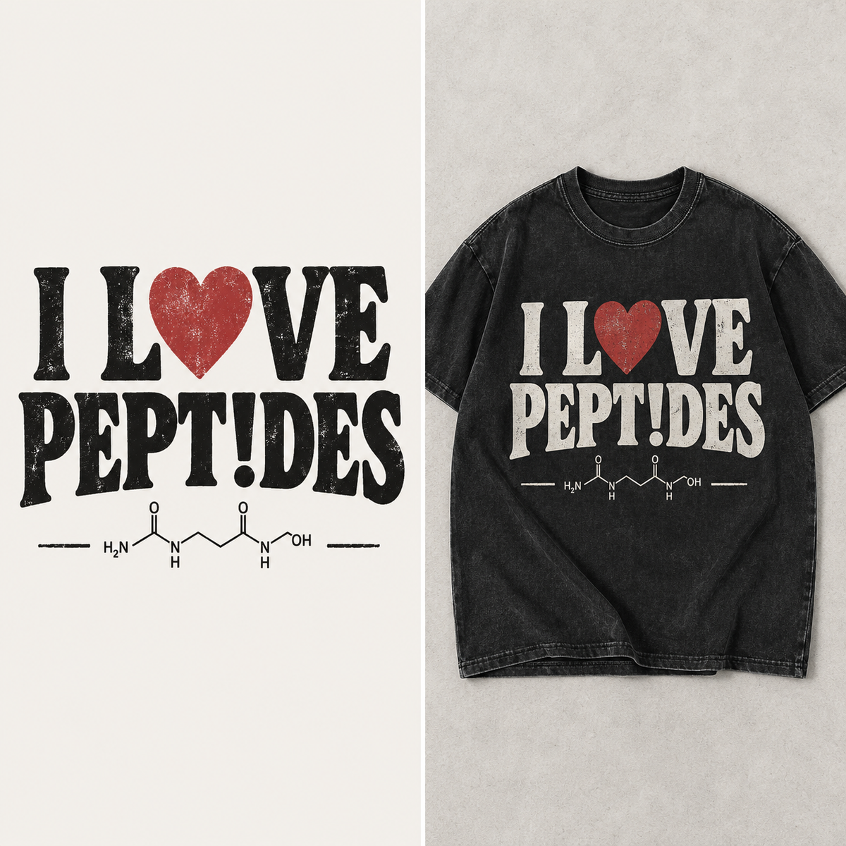 I Love Peptides design and mockup