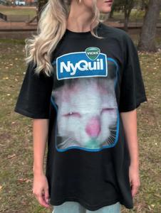 NyQuil Cat Meme Shirt, Funny Cat Meme Shirt, Vintage Unhinged Cat Tee, Silly Cat Graphic Shirt, Weird Humor Shirt, Gift for Cat Mom Cat Dad